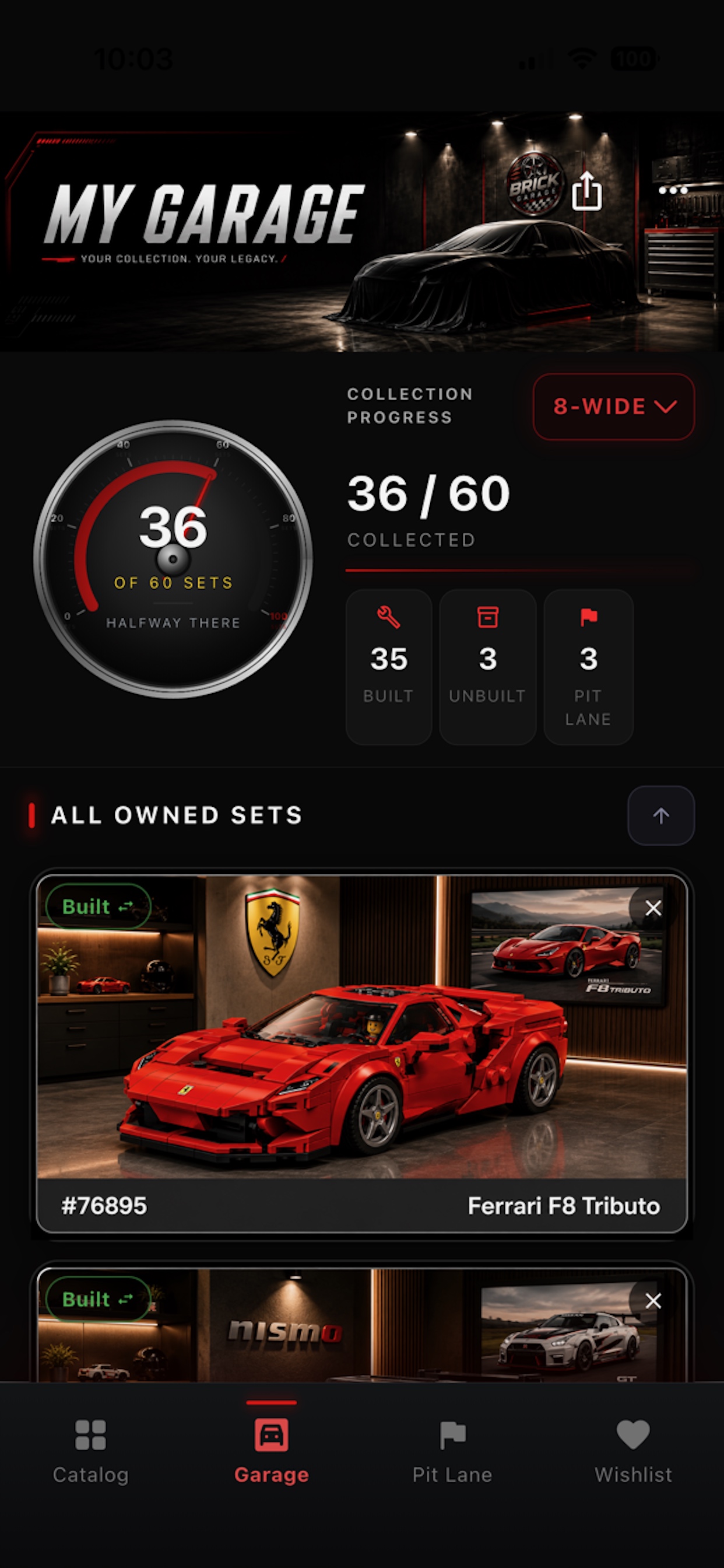 My Garage screen